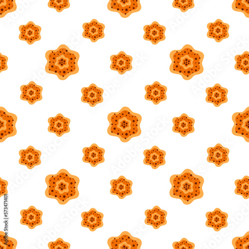 seamless pattern with cute flowers on white background  flat style