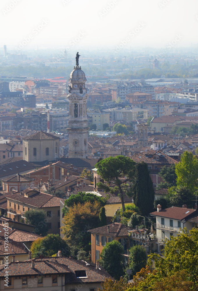 Aerial view of Bergamo city, Italy