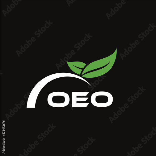 OEO letter nature logo design on black background. OEO creative initials letter leaf logo concept. OEO letter design. photo