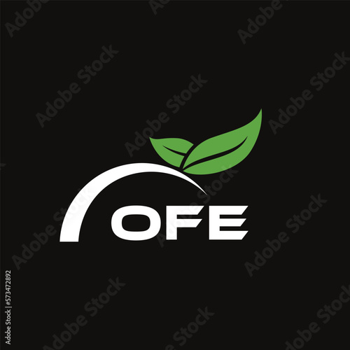 OFE letter nature logo design on black background. OFE creative initials letter leaf logo concept. OFE letter design.