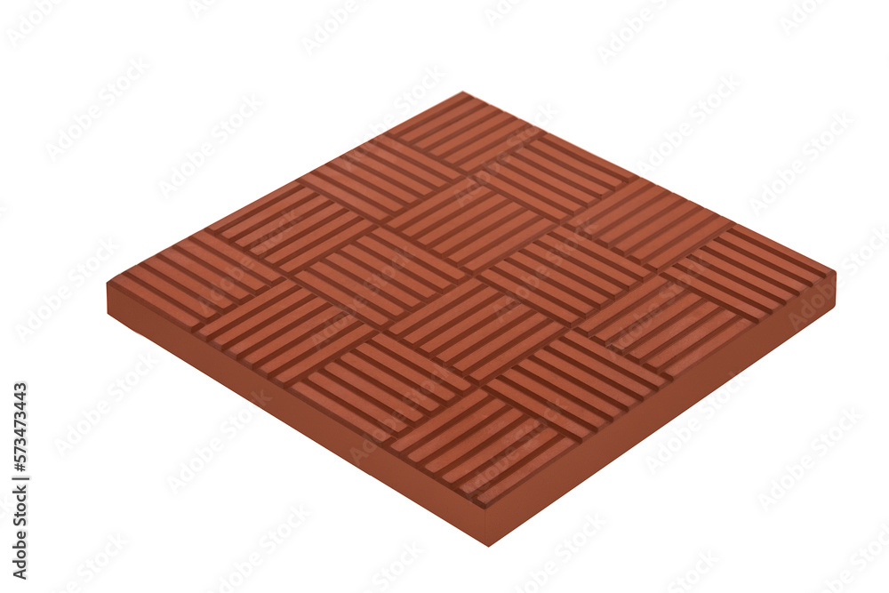 Building Concepts. Terracotta Square Pavement Road Stone Tile Sample Isolated Over White. Building Concepts. Terracotta Square Pavement Road Stone Tile Sample Isolated Over White.