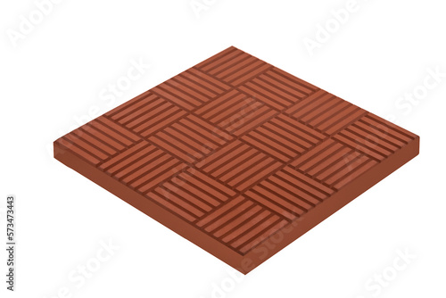 Building Concepts. Terracotta Square Pavement Road Stone Tile Sample Isolated Over White.
