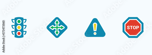 Simple vector icon on a theme main road signs