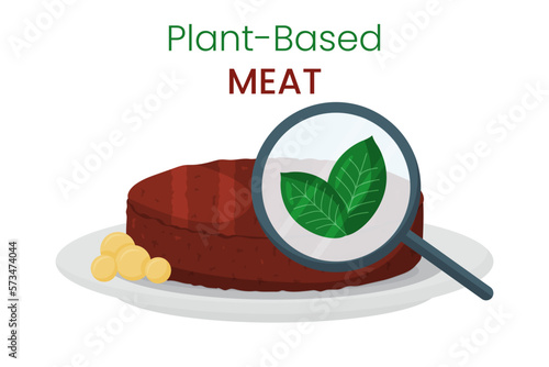 Plant based meat, alternative protein concept. Vector vegan cutlet isolated on white.  photo