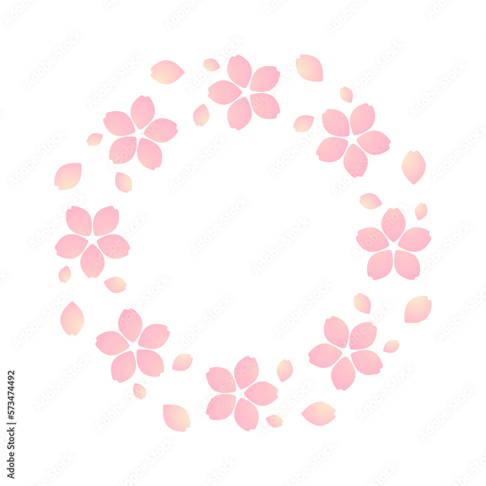 桜の花びらのふんわりとした丸フレーム sakura _circle_frame