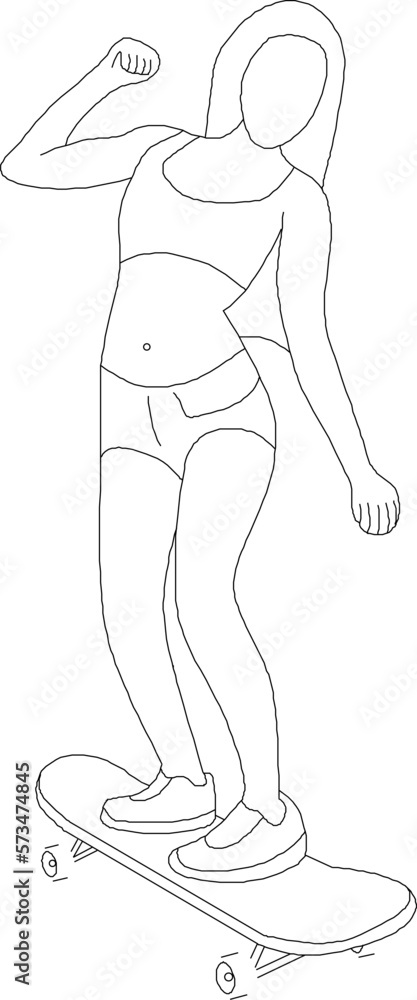 Skater girl silhouette illustration vector sketch Skater girl silhouette illustration vector sketch