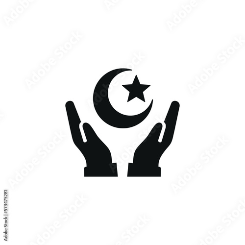 Islamic praying hands flat icon isolated on white background. Islamic icon vector. Ramadan icon vector