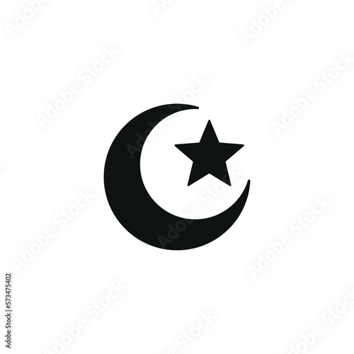 Islamic crescent moon and star flat icon isolated on white background. Islamic icon vector. Ramadan icon vector