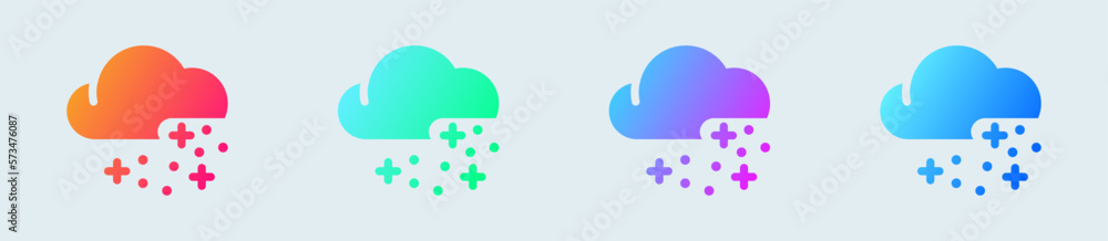 Snowy solid icon in gradient colors. Weather signs vector illustration. Snowy solid icon in gradient colors. Weather signs vector illustration.