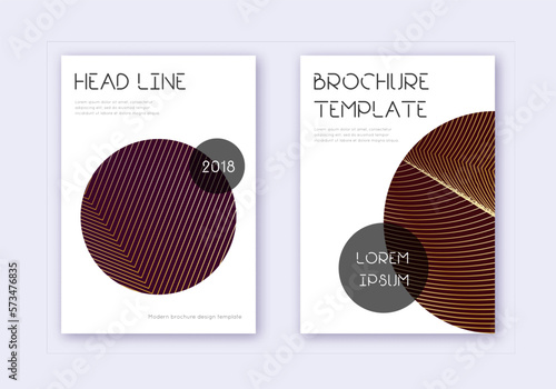 Trendy cover design template set. Gold abstract li