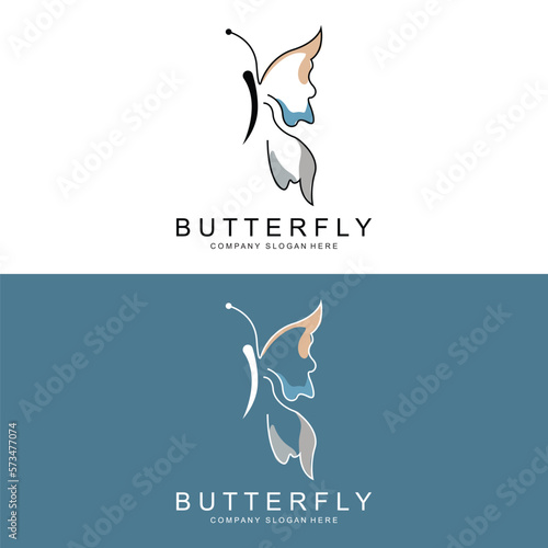 Butterfly Logo Design, Beautiful Flying Animal, Company Brand Icon Illustration, Screen Printing, Salon