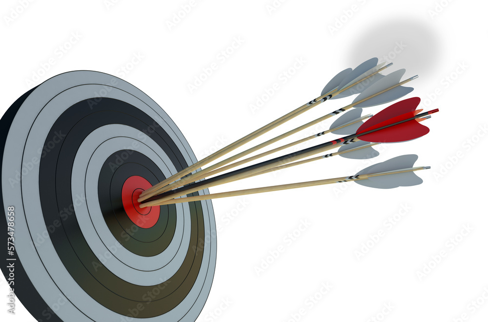 Target to hit, concept of aim for business success. 3d render Target to hit, concept of aim for business success. 3d render