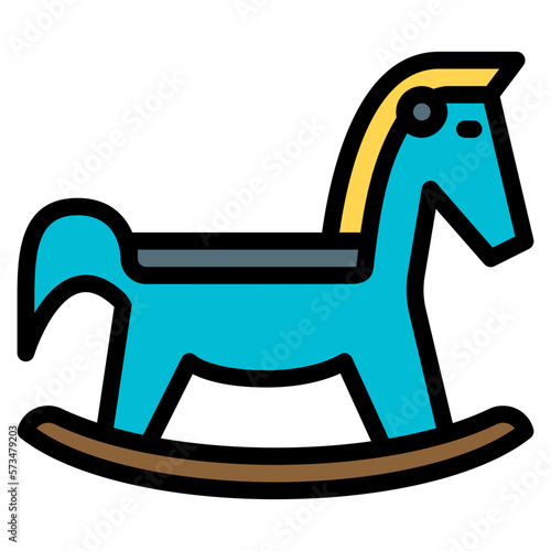 wooden horse filled outline icon
