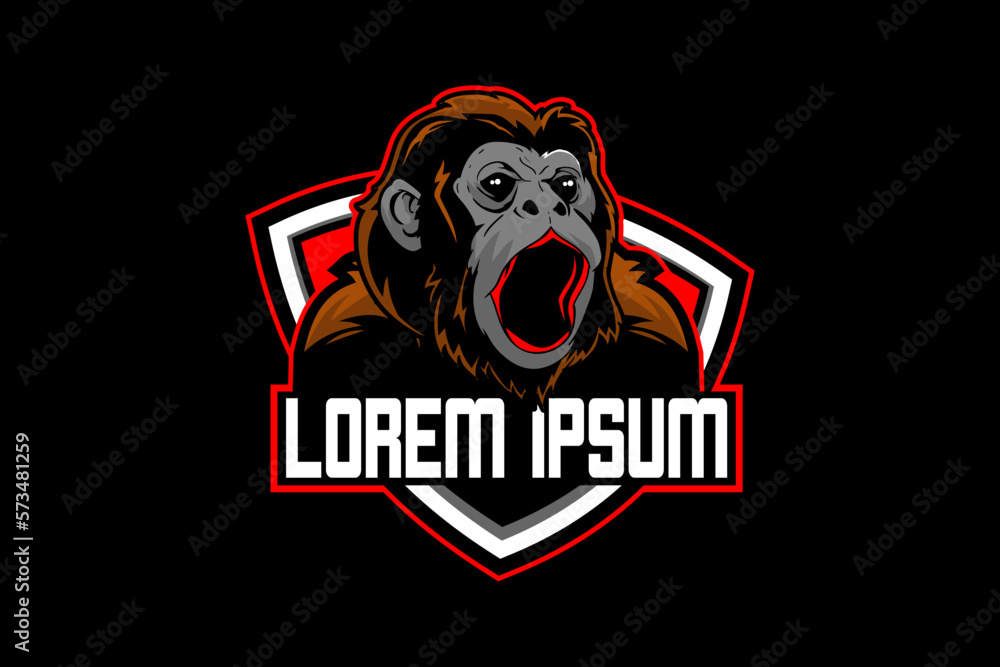 Howler monkey animal cartoon character vector logo template