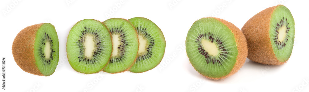 sliced kiwi fruit isolated on white background. Flat lay pattern. Top view sliced kiwi fruit isolated on white background. Flat lay pattern. Top view