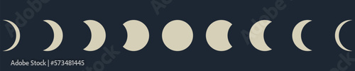 Moon phases vector icon. Phases of the moon on night background. Eps 10.