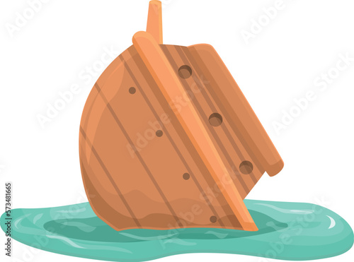 Wave shipwreck icon cartoon vector. Old ship. Ocean accident