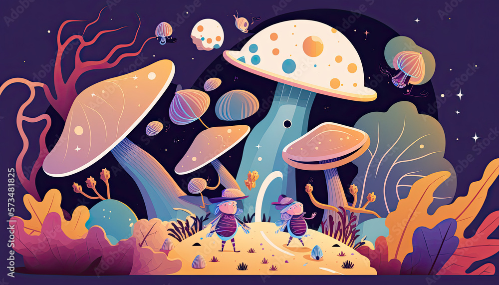 Magic mushrooms in space, Generative AI