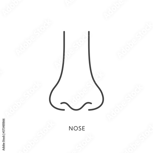 Outline style health care ui icons collection. Vector black linear illustration. Sensory organ. Nose anatomy front view symbol isolated on white background. Design element for healthcare infographic