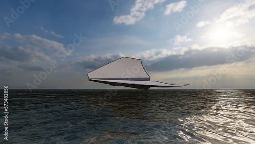 white paper plane at sea