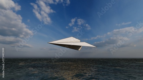 white paper plane at sea © Hirzan