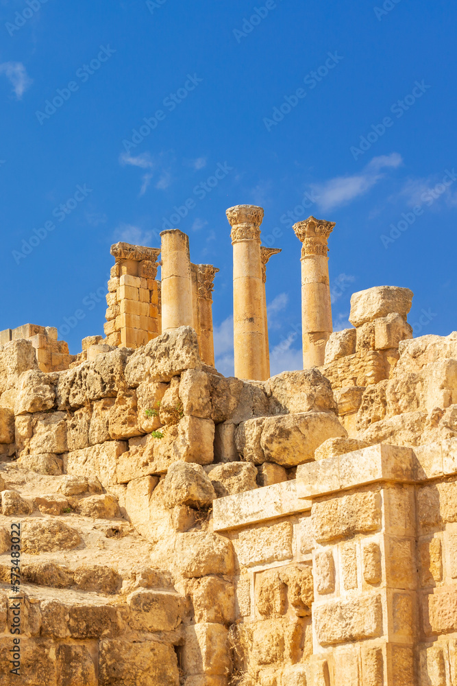 Temple of Zeus columns in Jerash, Jordan