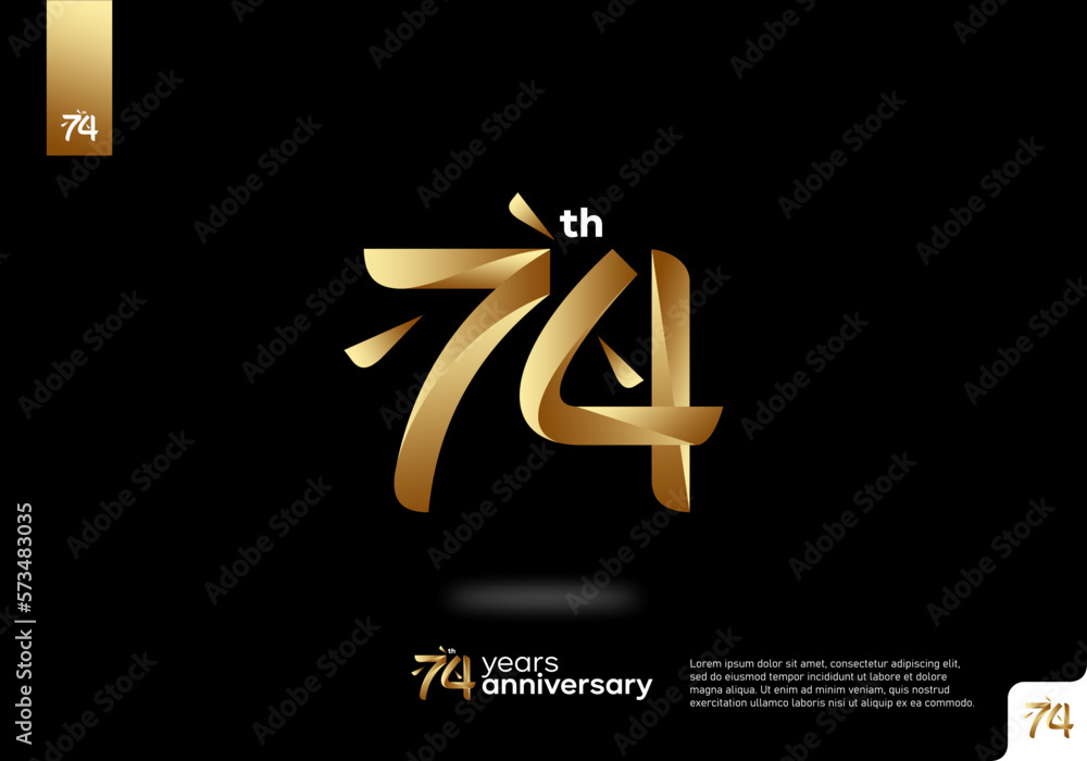Number 74 gold logo icon design, 74th birthday logo number, 74th ...