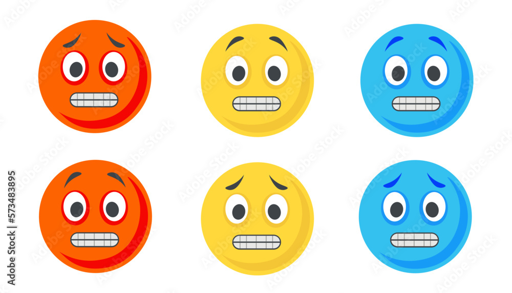 Fototapeta premium Scared emoticon icon. Emotion emoji set vector ilustration.