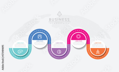 Connecting Steps business Infographic Template with 5 Elements