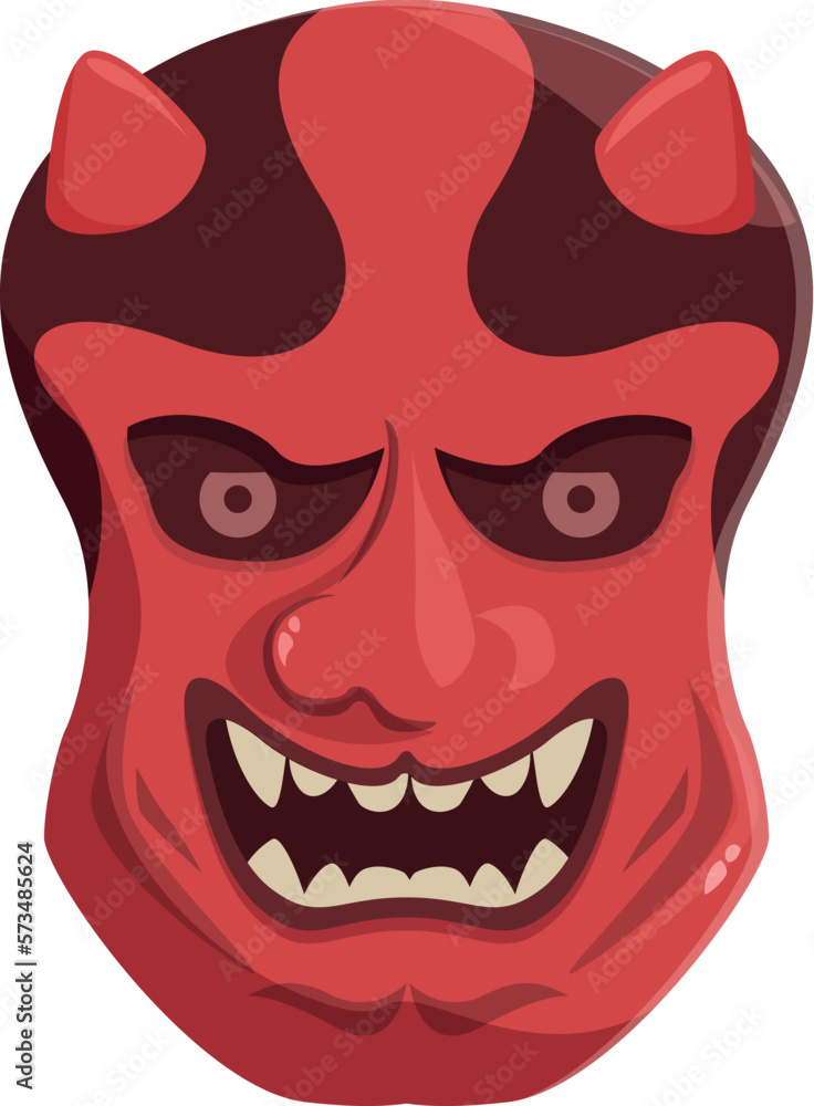 Monster japan mask icon cartoon vector. Face noh. Festival angry god