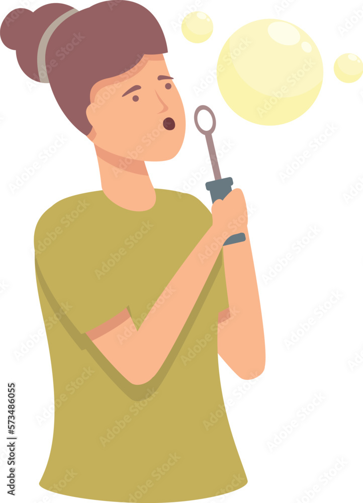 Woman play icon cartoon vector. Blow soap. Kid play Woman play icon cartoon vector. Blow soap. Kid play