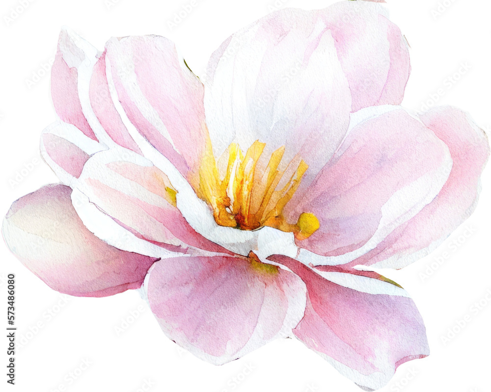 Spring Pink Flowers Watercolor Illustration. Generative ai
