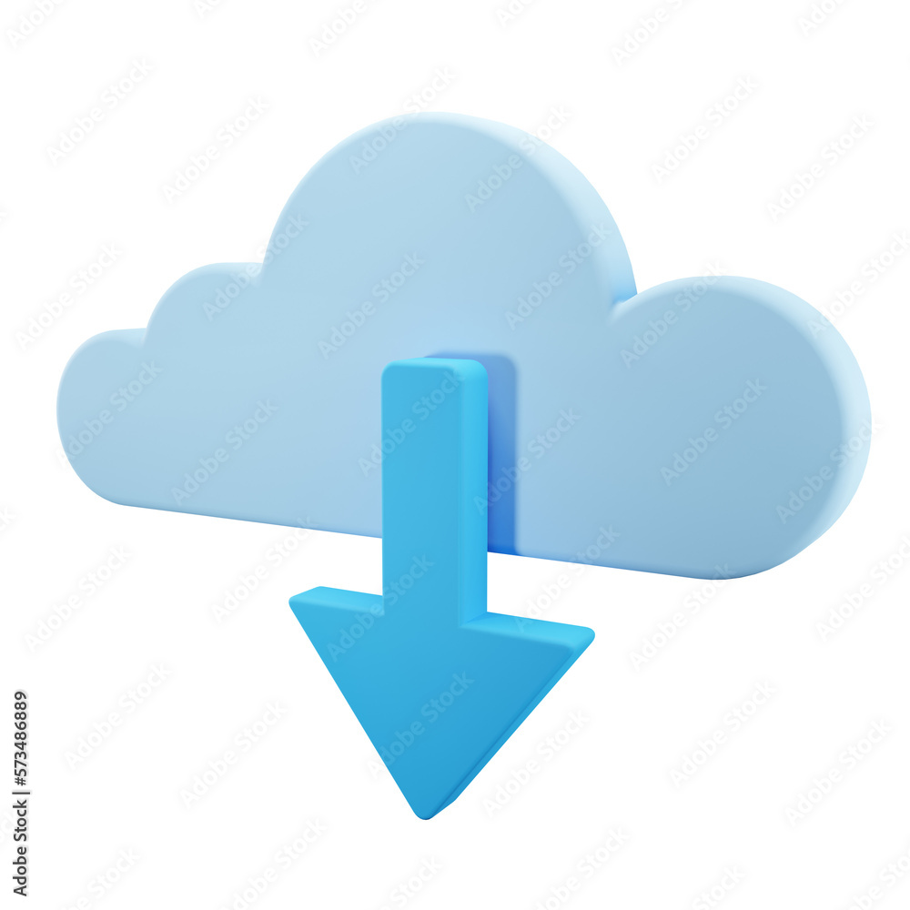 cloud and download 3D illustration cloud and download 3D illustration