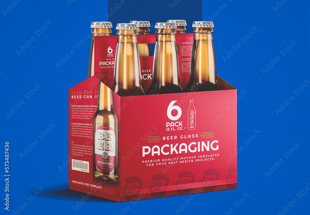 Six Pack Beer Bottle Mockup Stock Template Adobe Stock