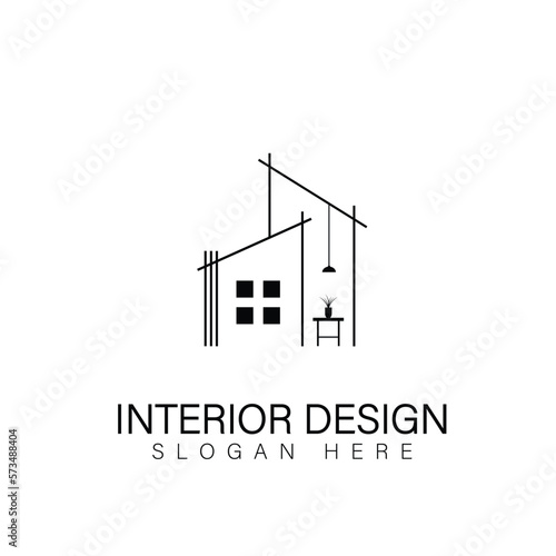 Interior room, furniture gallery logo design