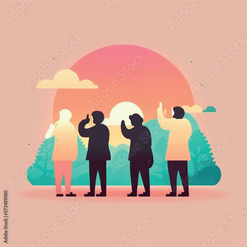 Group of people silhouette, flat design vector