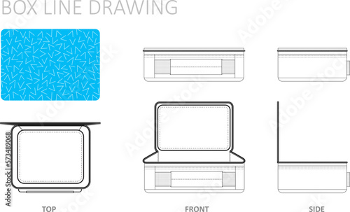 Box Line drawing illustration. books coloring. mockup, multipurpose