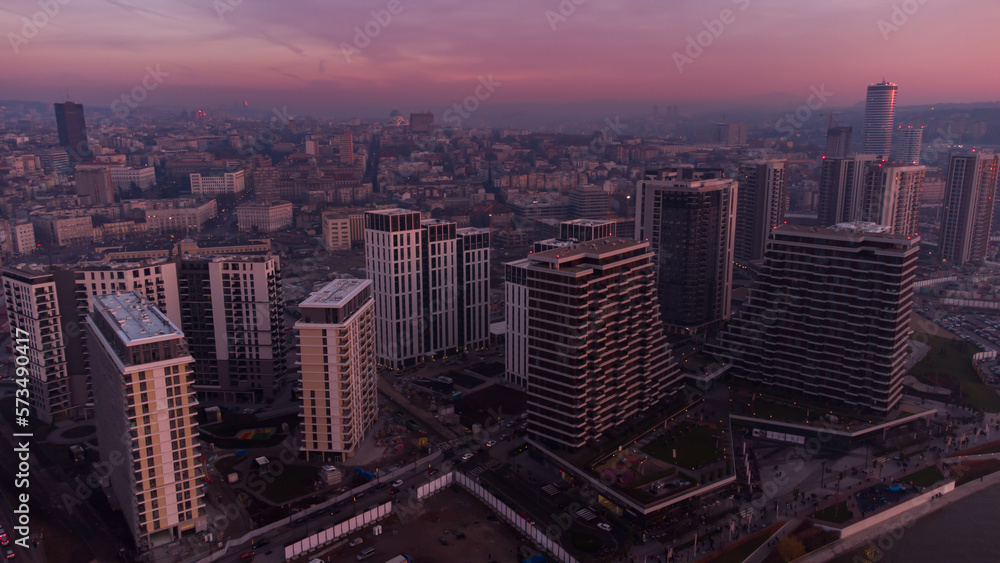 View at Belgrade Waterfront buildings and Sava river.