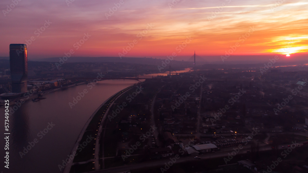 Fototapeta premium View at Belgrade Waterfront buildings and Sava river.