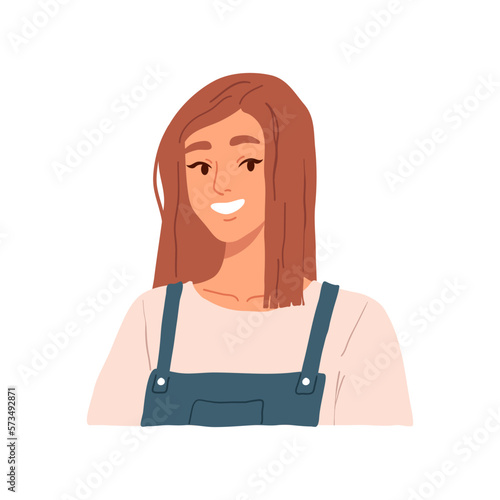Portrait of a young happy and attractive woman Hand-drawn illustration
