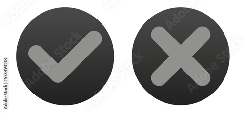 monochrome checklist and cross icon set