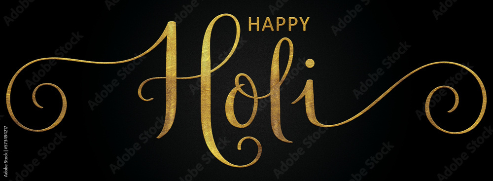 Happy Holi Golden hindi calligraphy design banner Happy Holi Golden hindi calligraphy design banner