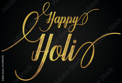 Happy Holi Golden hindi calligraphy design banner