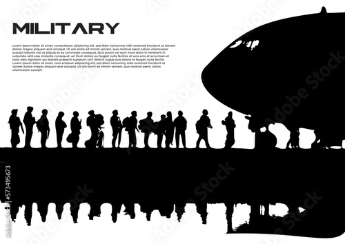 Military men boarding the plane