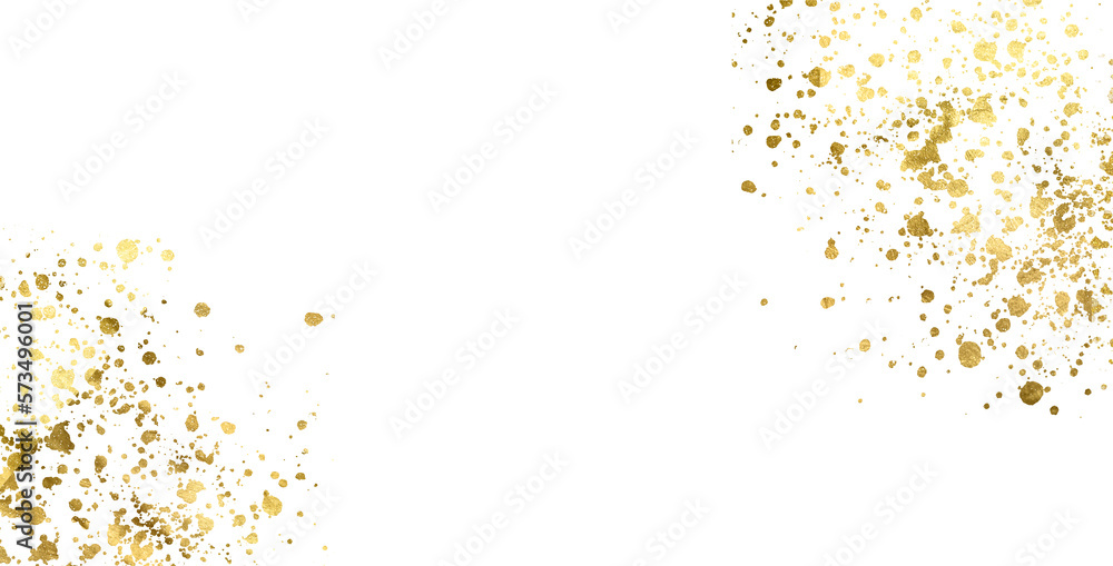 Gold sparkle ,splatter border,Gold Foil Frame Gold brush stroke on transparent background.	 - obrazy, fototapety, plakaty 