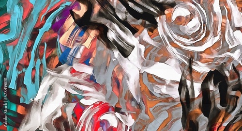 Obraz na płótnie Abstract psychedelic fractal background of stylized watercolor illustration, colored chaotically blurred spots and paint strokes of different sizes and shapes w salonie