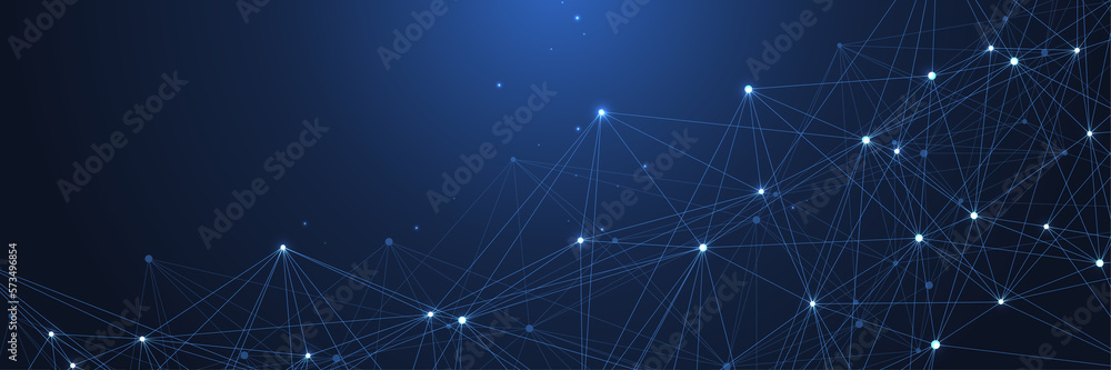 Technology abstract lines and dots connection background. Connection digital data and big data concept. Digital data visualization illustration