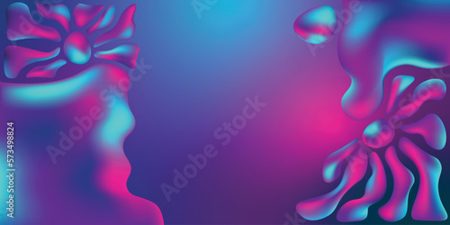 Fluid flowers in a neon light. Promotional poster background. Vector illustration	
