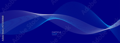 Dark blue airy particles flow vector design, abstract background with wave of flowing dots array, digital futuristic illustration, nano technology theme.