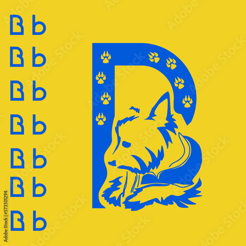 Unusual decorative font with a stylized image of a Yorkshire terrier. Typography with dogs based on gestalt design. Decoration with animals.